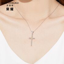 Lingyin silver cross necklace female s925 sterling silver platinum pendant Christmas holiday gift jewelry
