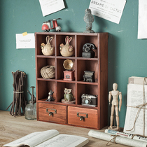 Retro solid wood small cabinet wall shelf Plaid Wall Tea Cup display rack home decoration wall decoration wall hanging wall