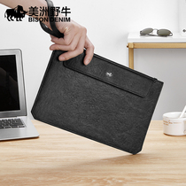American bison leather handbag mens letter bag business clutch casual mens handbag top layer cowhide clutch bag