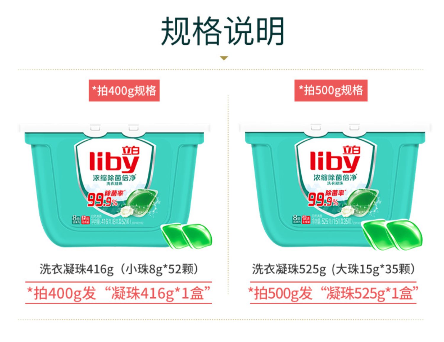 立白天然倍净浓缩洗衣凝珠除菌除螨洗衣球洗衣液家用实惠装商品详情图