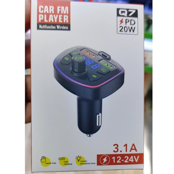 Q7 다기능 자동차 MP3 플레이어 Bluetooth 핸즈프리 FM 송신기 카드 플러그인 시스템 PD 빠른 충전 3.1A 자동차 MP3 Q7 다기능 자동차 MP3 플레이어 Bluetooth 핸즈프리 FM 송신기 카드 플러그인 시스템 PD 빠른 충전 3.1A 자동차 MP3