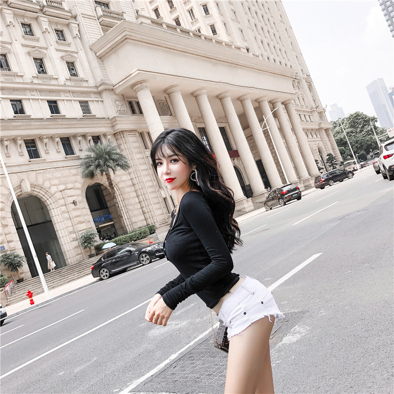 实价实拍性感夜店女装超低腰翘臀热裤水洗磨毛三角牛仔短裤