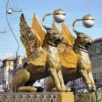 FRP ancient copper lion sandstone European animal custom environmentView Environment Landscape Hotel doorway