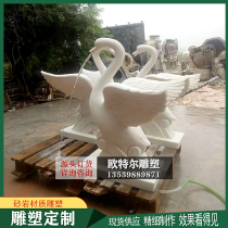 Swan Water Fountain Water View Villa Decorated Landscape Sculpture Pool Swan Artificial Sandstone Customized