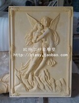 Sandstone sculpture sandstone relief mural living room TV sand flower background wall decoration FRP sculpture double flying