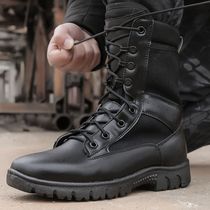 Mesh Breathable Man Land War Boots Middle Cylinder Abrasion Resistant Laces Black Combat Boots Shock Absorbing Outdoor Ladies High Help Breathable Security Boots
