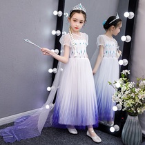 Ice and snow Chienties Princess Leia Dress Genuine Girl Spring Clothing Foreign Air Long Sleeve Birthday Gown Mesh Yarn Sweet and Dress Dress