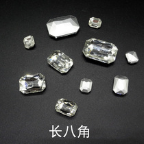 Sharp bottom long octagonal diamond special-shaped shiny crystal masonry diamond nail diamond nail drill drill decoration big glass rhinestone decoration