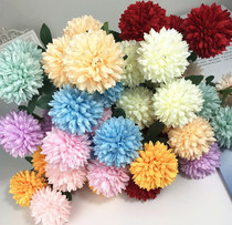 Simulation 3 Thorn Ball flower ping pong chrysanthemum dandelion flower ball Juanhua wedding window living room table decoration flower wedding