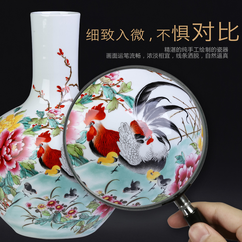 Master hand - made vases, jingdezhen ceramics rooster sitting room porch Chinese TV ark, flower arranging decorative furnishing articles