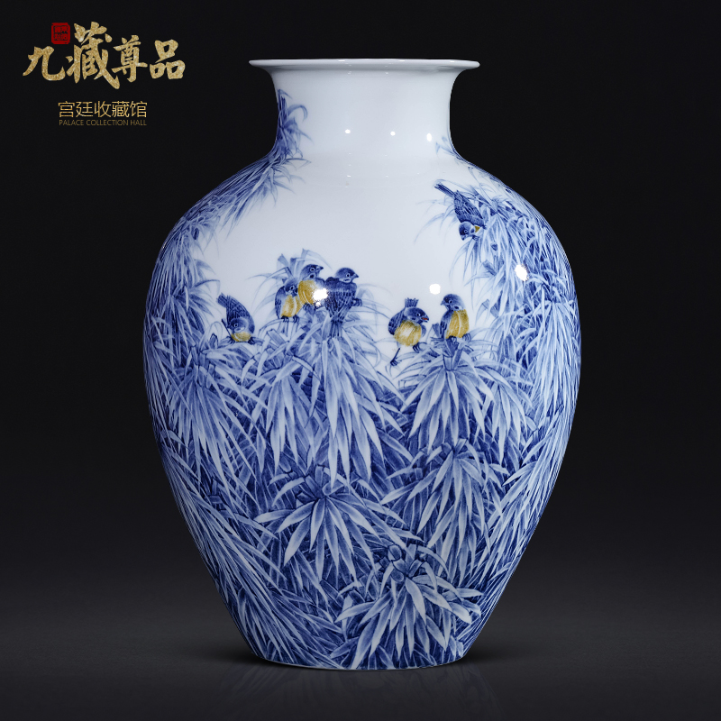 The Master of jingdezhen ceramics hand - made Chinese blue and white porcelain vase sitting room porch TV ark, flower adornment furnishing articles