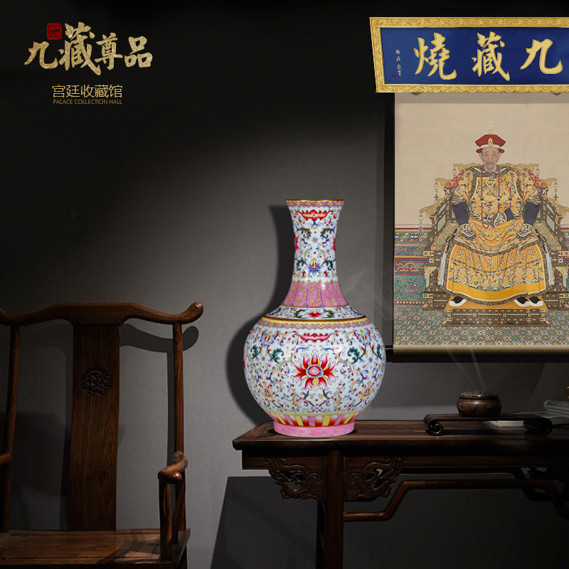 Jingdezhen ceramic antique the qing qianlong to hand pick a flower blue bottle of sitting room home decoration collection vases, furnishing articles