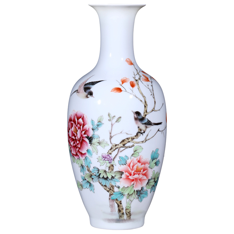 Jingdezhen ceramics hand - made powder enamel vase Chinese style living room porch TV ark, flower adornment furnishing articles