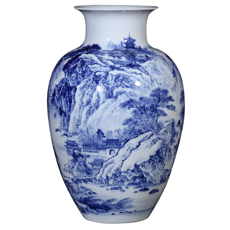 Dong - Ming li master hand - made scenery of blue and white porcelain vase Chinese jingdezhen ceramics sitting room porch TV ark, furnishing articles