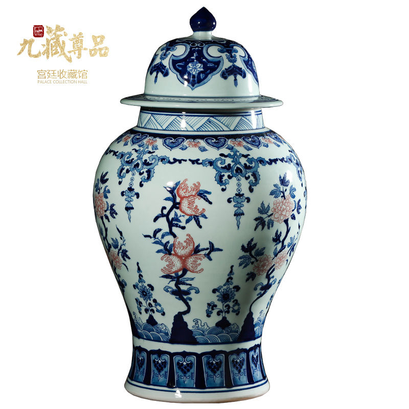 Jingdezhen ceramics furnishing articles antique hand - made youligong general canister vase sitting room of Chinese style household decoration