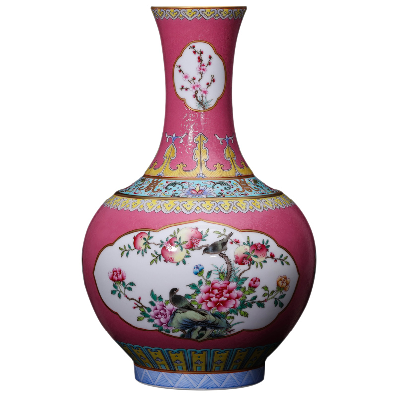 Jingdezhen ceramics imitation the qing qianlong hand - made Windows powder enamel bottle collection sitting room home decoration furnishing articles