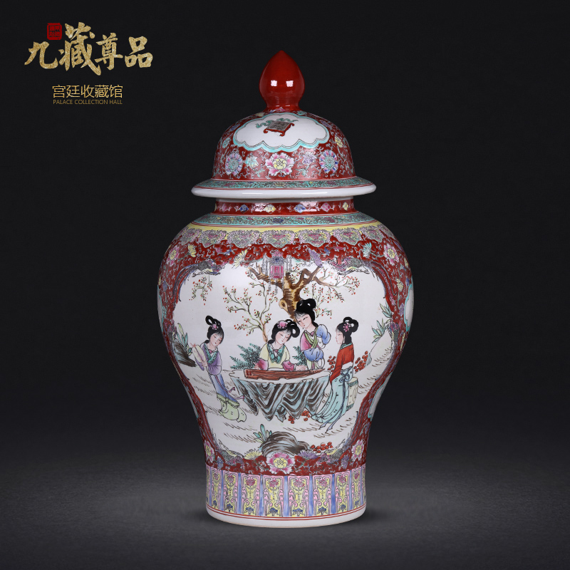 Jingdezhen ceramic antique hand - made colored enamel window eight general beautiful pot sitting room home furnishing articles