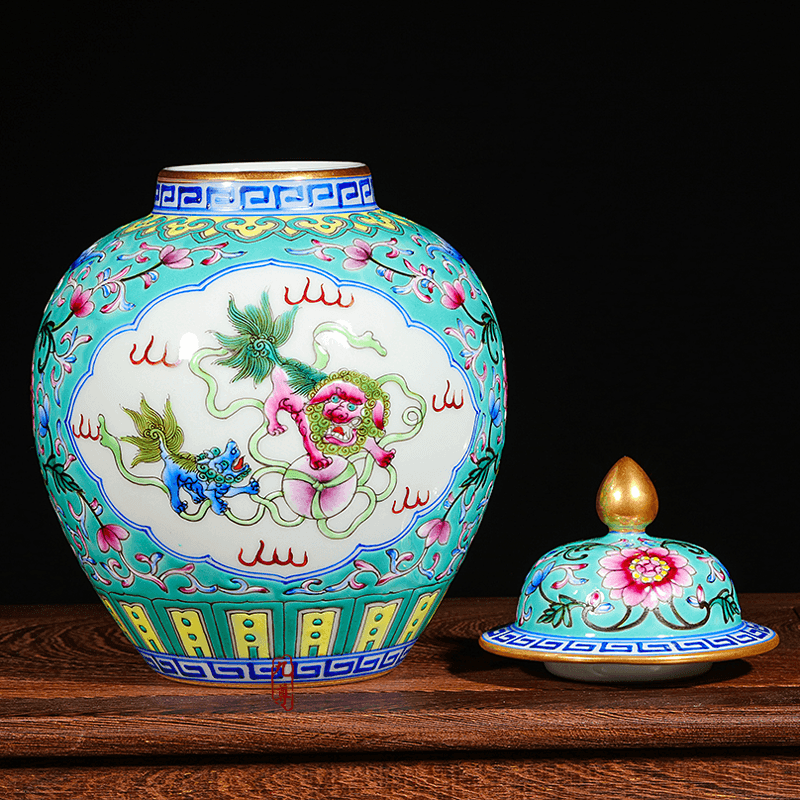 Jingdezhen ceramics hand - made vases manual colored enamel porcelain restoring ancient ways furnishing articles cover pot sitting room ground decoration