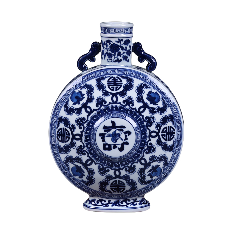 Hand draw archaize live moonlight flat pot bottles of classical Chinese style living room decoration furnishing articles of jingdezhen ceramics vase