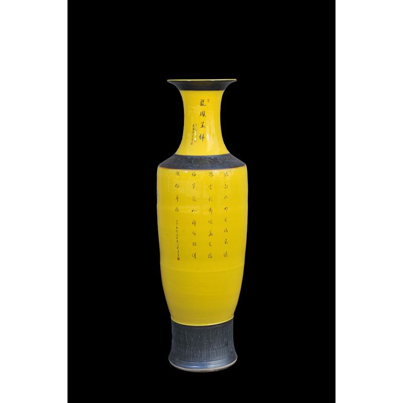 Jingdezhen ceramic vases, antique hand - made landing pastel yellow while the French vase furnishing articles