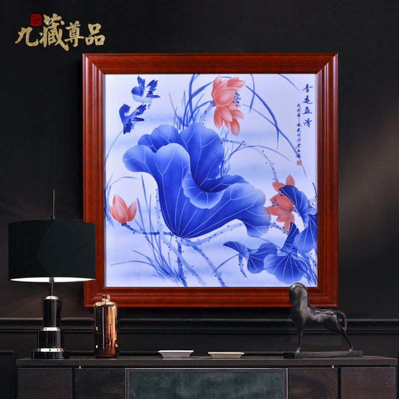 Jingdezhen ceramics Liu Shuwu hand - made lotus Chinese style household crafts decoration porcelain plate painting