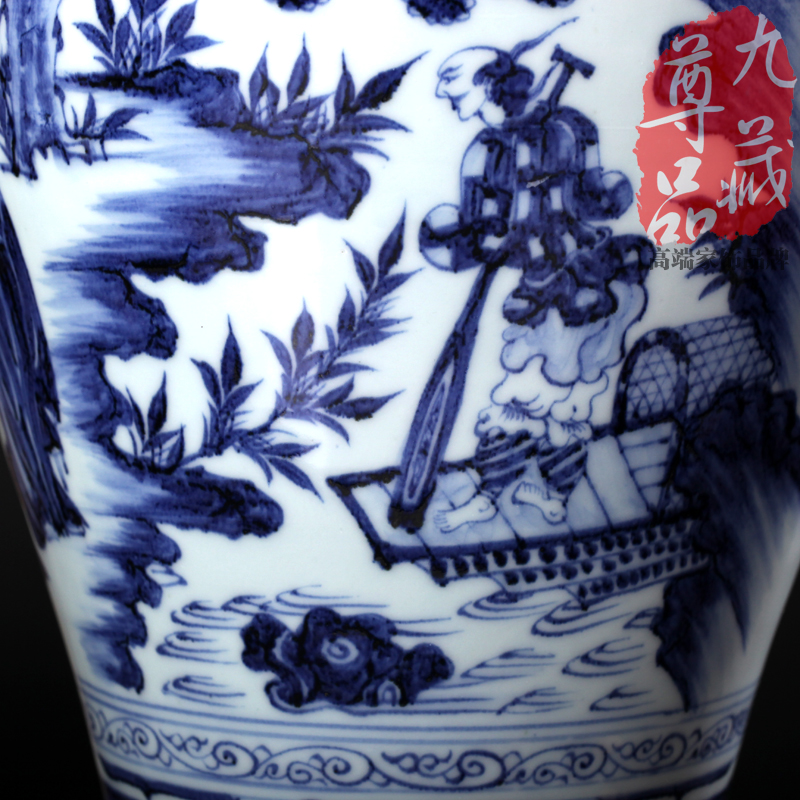 Jingdezhen ceramics under the imitation of yuan blue and white Xiao Heyue Han Xinwen name plum bottle vase, home act the role ofing handicraft furnishing articles