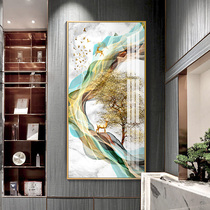 Modern porch decorative painting vertical aisle corridor abstract hanging painting simple entrance elk mural painting living room new Chinese style