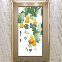 Wufu Linmen New Chinese Porch Wall Decoration Painting Corridor Aisle Mural Modern Simple Gourd Fulu Mural