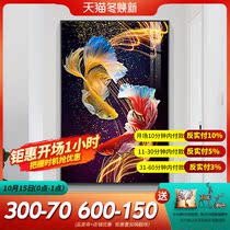 Introduction porch decorative painting modern simple vertical mural painting fish painting living room dining room wall painting high-grade crystal porcelain painting