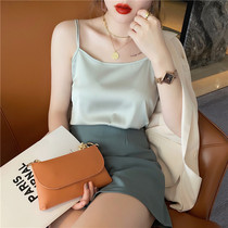 Camelette vest womens suit with autumn and winter base acetic acid silk white satin spring and autumn Ice Silk Loose top