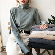 Turtleneck bottoming shirt women's autumn and winter fleece thickening 2022 new Western insulation all match stacked collar underwear top