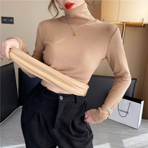 Thickened base shirt female autumn and winter velvet long sleeve high collar 2021 New pile collar warm foreign style inner top