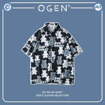 OGEN CLUB21SS tide brand men and women with a bunch of small bear print design emotional couple blouse