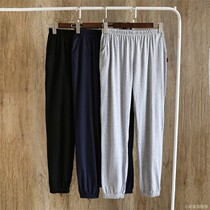 Cotton long pajamas mens summer mens home pants thin pants small feet sports loose home wear summer