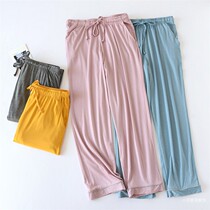 Modal trousers pajamas womens summer stretch thin section single high waist large size loose home pants casual can be worn outside
