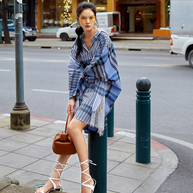 2020 Autumn Irregular Tops Square Neck Split Long Sleeve French Dress Design Sense Niche Shirt Dress Mid-length 2020 Autumn Irregular Tops Square Neck Split Long Sleeve French Dress Design Sense Niche Shirt Dress Mid-length