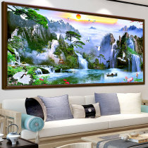 Diamond painting 2021 New Full diamond running water wealth living room landscape masonry stone sticky Diamond painting dot drill cross stitch 2020