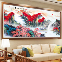 2020 new cross stitch thousand Li River Mountain map Chinese painting landscape living room line embroidery embroidery bead embroidery Rising Sun Dongsheng 2021