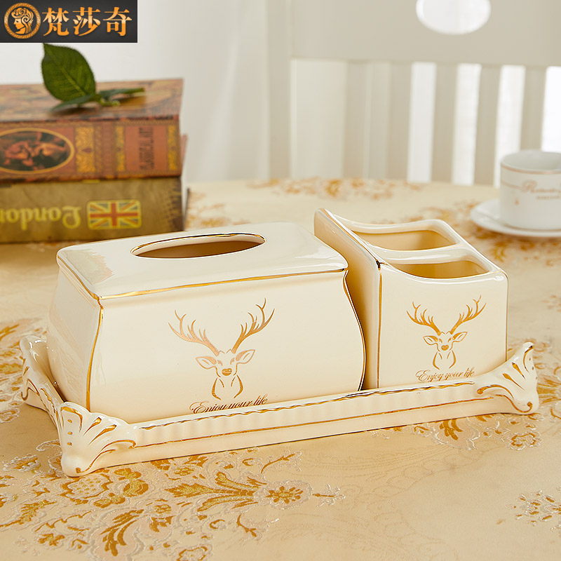 European household multifunctional sitting room adornment tissue box receive a case creative pick a ceramic paper carton box remote control