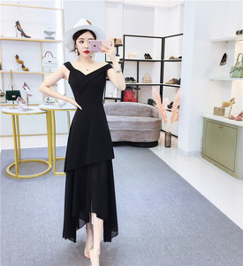 Summer fashion show thin temperament shoulder-open long dress 