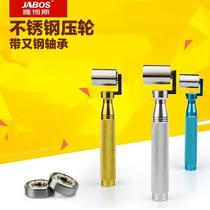 Wallpaper wallpaper tool stainless steel pressure wheel alloy handle flat Press wheel deep grain smooth belt bearing
