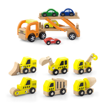 VIGA Weijia transport vehicle mini engineering vehicle police car childrens wooden assembly multifunctional toy car simulation vehicle