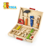 VIGA Weijia complete toolbox kindergarten house repair combination childrens simulation wooden toy 12-piece set