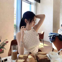 Net red Heavy Industries Diamond Gprint Stitch Drilling Knitted Vest Women Spring 2022 New Temperament Maiden blouses