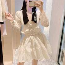 Dont make design sense dress dress lady autumn dress 2021 new long sleeves small fragrant goddess Fan skirts foreign air