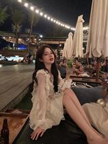 Ruffle v-neck dress womens 2021 spring new wave flared sleeves suitable for fat people to wear skirts foreign style