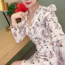 Small Aromas pink Pink Blossom with dress Dress Woman Autumn Dress 2022 New Design Sensation Sweet and reduced age First Love 100 Pleats Skirt