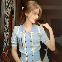 Leggings Rhombus Turnstile Undershirt Short Sleeve Woman 2022 Summer new temperament to receive a small crowdsourced and reduced age