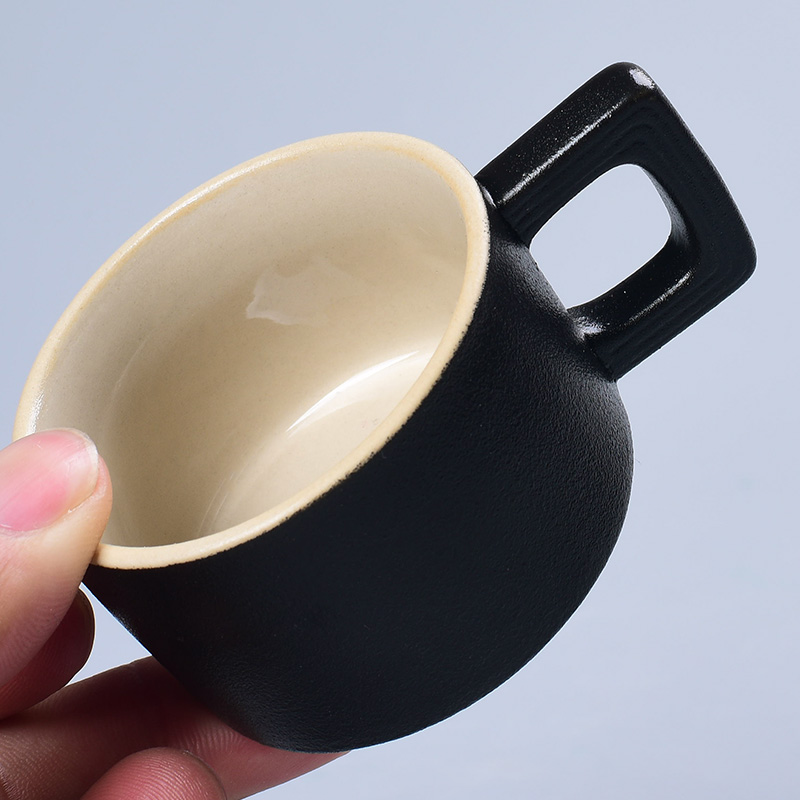 Black pottery sample tea cup with handles prevent hot ceramic kung fu tea cups household master individual CPU use single CPU