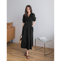 Love Rose fat - street fried dress female summer 2022 new sweet air temperament to waist black long skirt